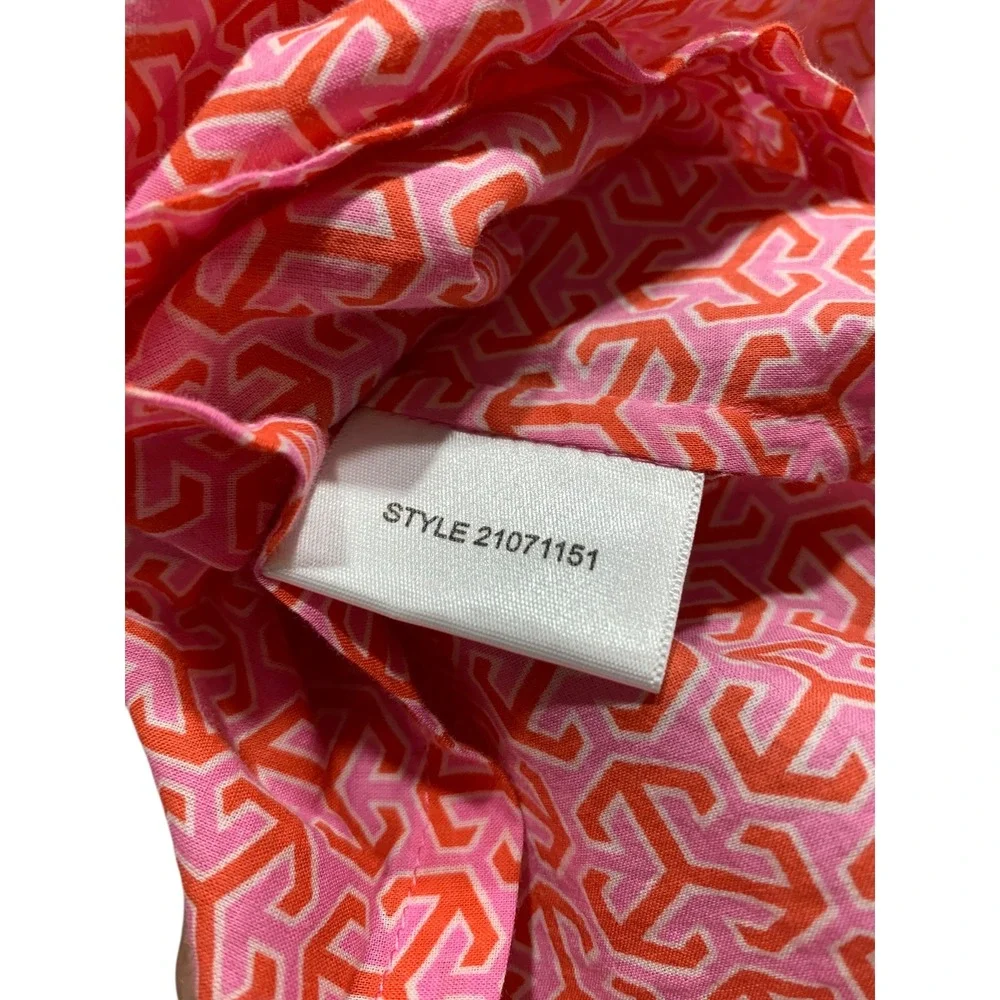 Tory Burch Button Down Long Sleeve Shirt Anchor Print Red Size 2‎